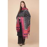 Art silk printed black dupatta, vibrant design, suitable for casual occasions, women's fashion accessory (2.25 - 2.50 mtr)
