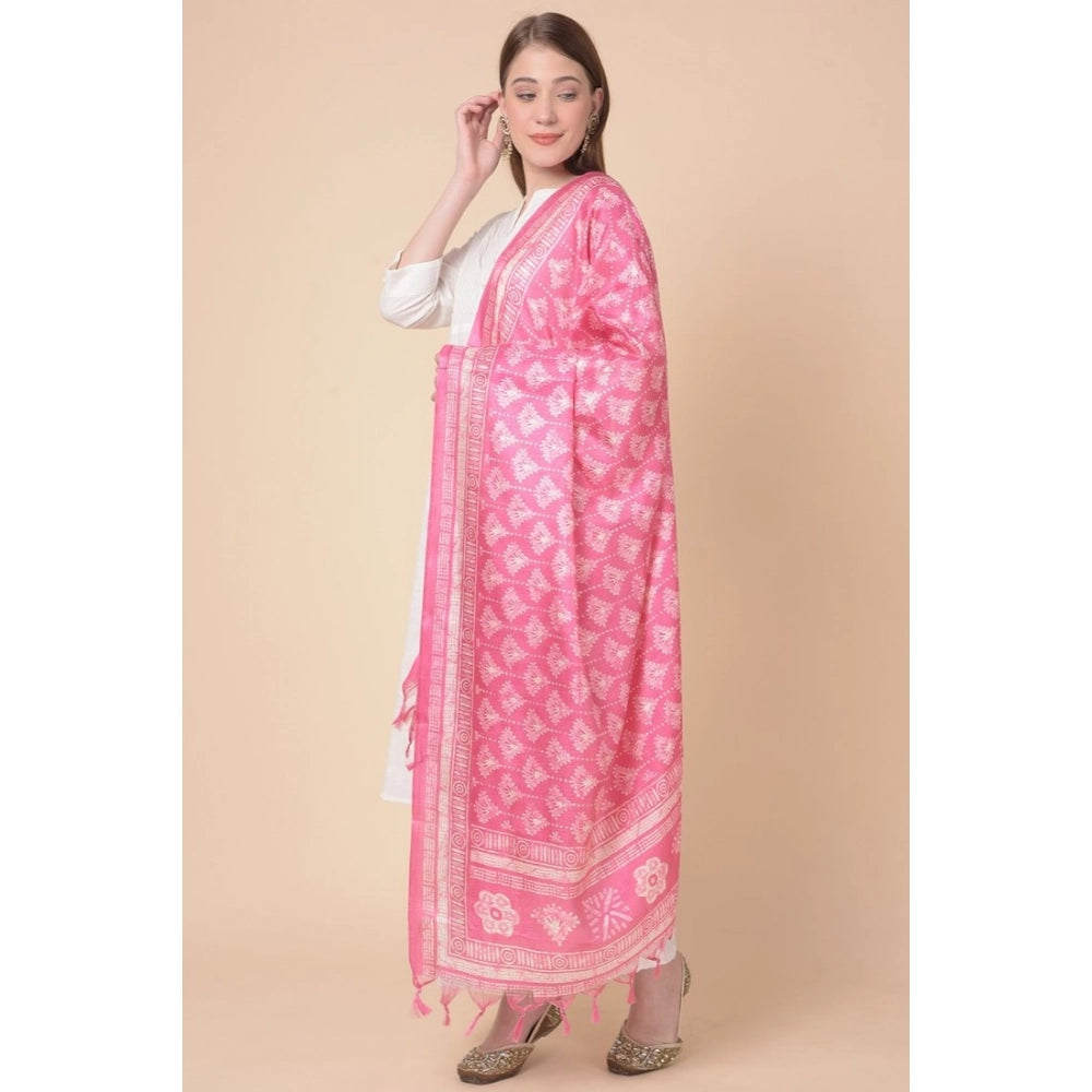 Art Silk Printed Pink Dupatta for women (2.25-2.50 mtr), suitable for casual occasions