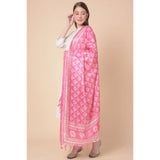 Art Silk Printed Pink Dupatta for women (2.25-2.50 mtr), suitable for casual occasions