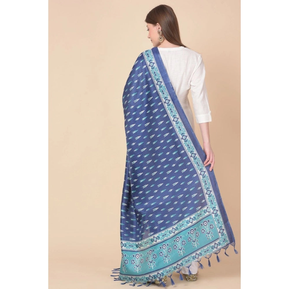 Blue art silk printed dupatta for casual occasions, 2.25-2.50m length
