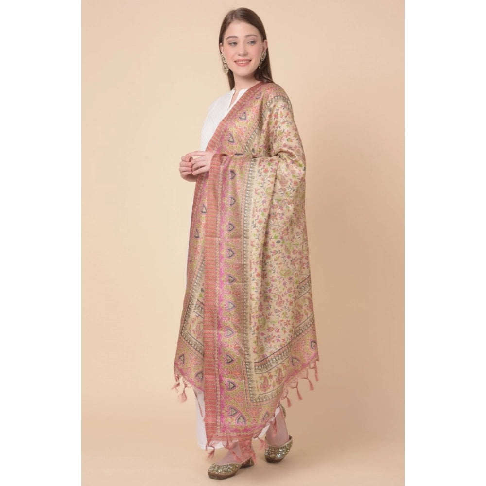Art silk printed pink dupatta for women, 2.25-2.50 mtr length, ideal for casual occasions