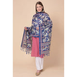 Blue art silk printed dupatta for casual occasions, length 2.25 to 2.50 mtrs