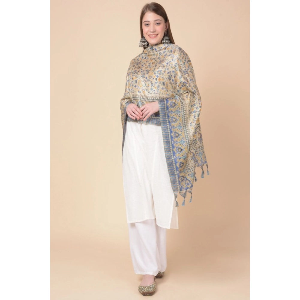 Art silk grey dupatta, printed pattern, 2.25-2.50m length for casual occasions, women's fashion accessory