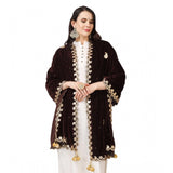 Women's Velvet Gotta Patti Dupatta (Brown, Length: 2.25 to 2.50 Mtr)