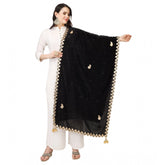 Black velvet Gotta Patti Dupatta for festive occasions, 2.25-2.50m length