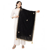 Black velvet Gotta Patti dupatta for festive occasions, 2.25-2.50m length
