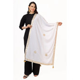 White velvet Gotta Patti dupatta for festive occasions, 2.25-2.50m length