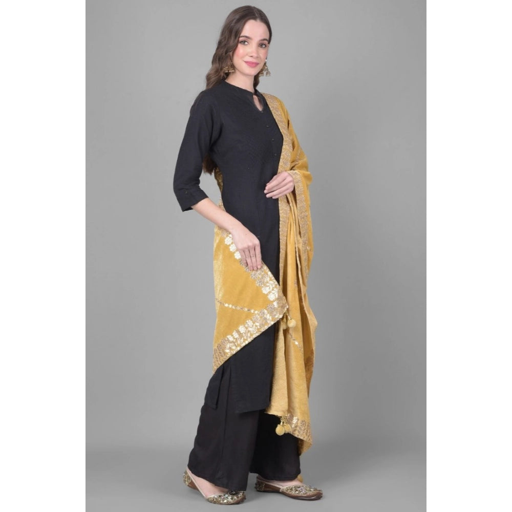 Gold velvet Gotta Patti dupatta, 2.25-2.50mtr length for festive occasions, women's fashion accessory