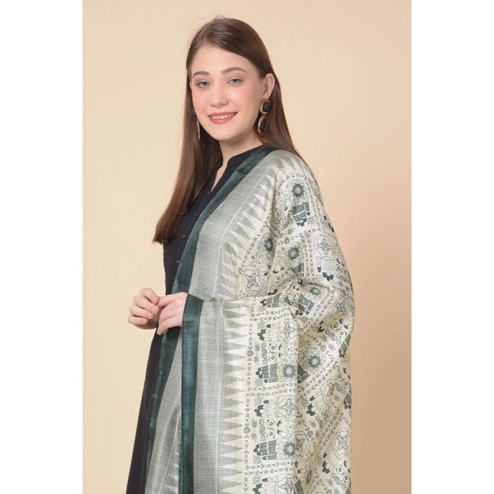 Art silk printed grey dupatta for women, 2.25-2.50m length, casual occasion