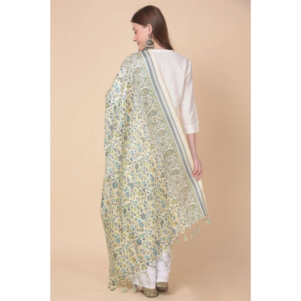 Off White Art Silk Printed Dupatta, ideal for casual occasions, length 2.25-2.50 mtr