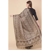 Art silk printed brown dupatta for women, vibrant pattern, length 2.25-2.50mtr suitable for casual occasions
