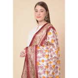 Maroon art silk printed dupatta for women's casual occasions, 2.25-2.50m length