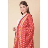Art Silk Printed Red Dupatta (2.25-2.50mtr), vibrant pattern for casual occasions