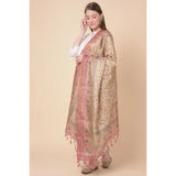 Art silk printed pink dupatta for women, vibrant design, casual occasion, 2.25-2.50m length