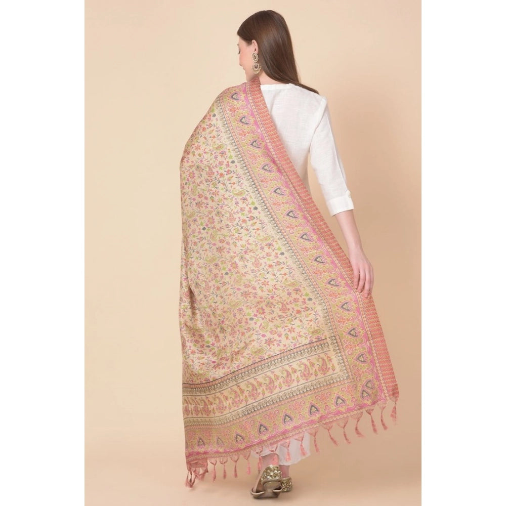 Art silk printed pink dupatta for women, length 2.25-2.50m, casual occasion wear