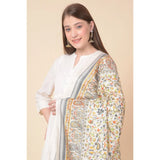 White art silk printed dupatta, vibrant pattern for casual occasions, length 2.25-2.50 mtr