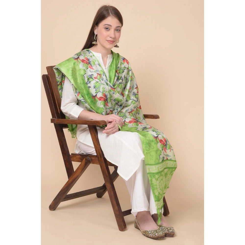Light green art silk dupatta for women, printed pattern, length 2.25-2.50m for casual occasions
