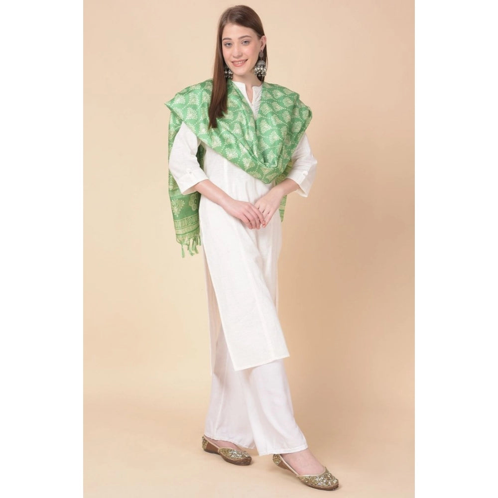 Light green art silk printed dupatta for casual occasions, length 2.25-2.50mtr