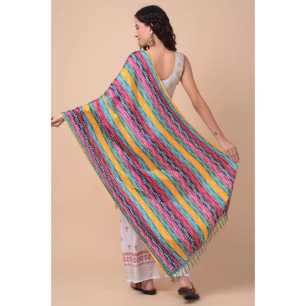 Multicolor Chanderi printed dupatta for women, length 2.25-2.50m suitable for casual occasions