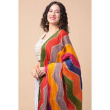 Multicolor Chanderi printed dupatta for women, 2.25-2.50 mtr length, suitable for casual occasions
