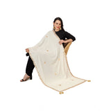 Off white velvet Gotta Patti dupatta for women's festive wear, 2.25-2.50m length