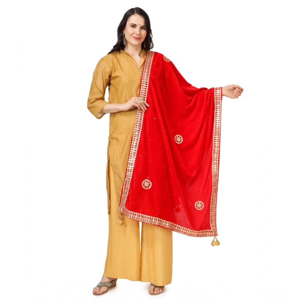 Red velvet Gotta Patti dupatta for festive occasions (2.25-2.50 mtr)