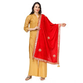 Red velvet Gotta Patti dupatta for festive occasions, length 2.25-2.50 mtr