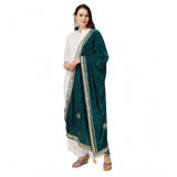 Dark green velvet Gotta Patti dupatta for women festivities (2.25-2.50mtr)