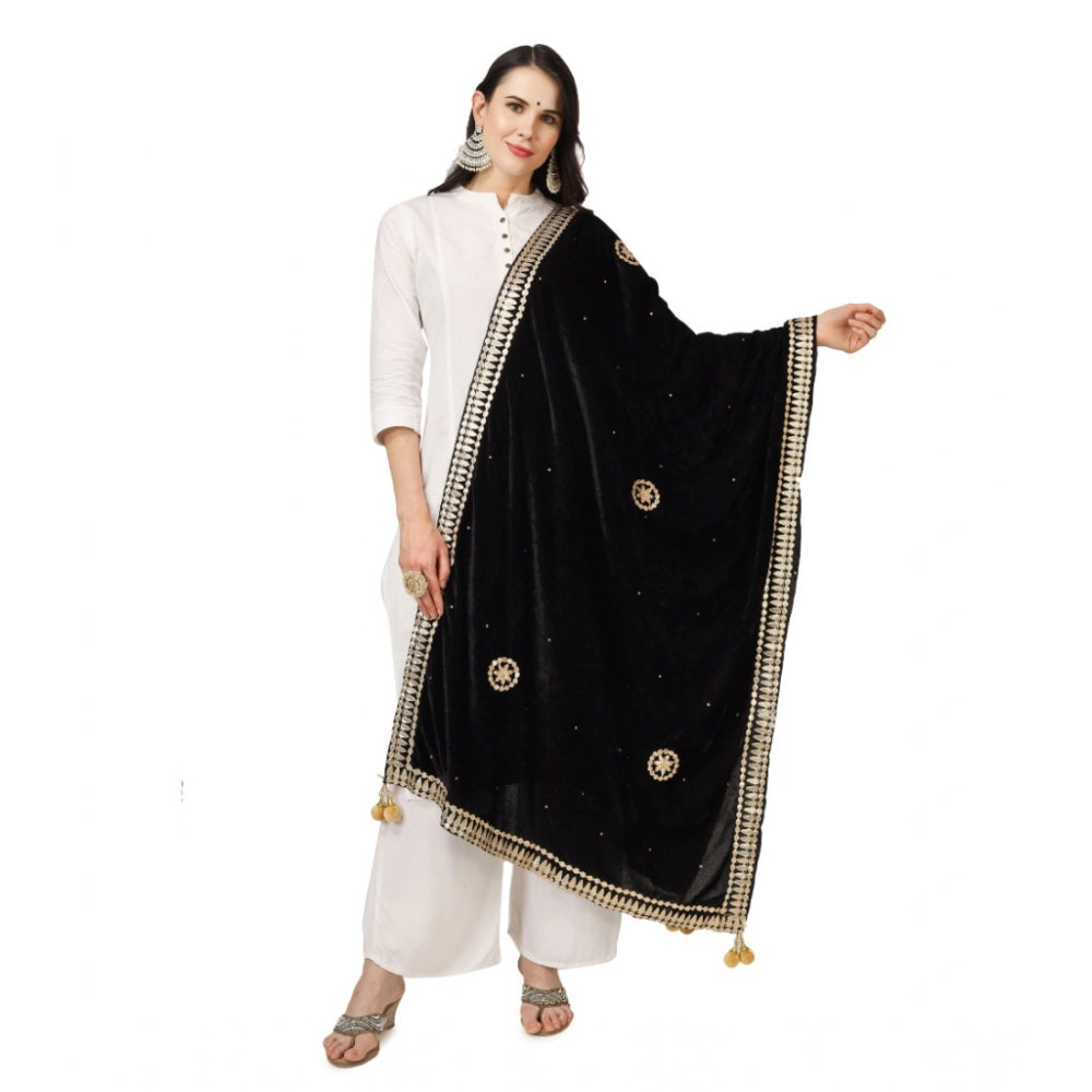 Black velvet Gotta Patti dupatta for festive occasions, 2.25-2.50m length