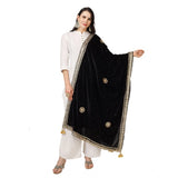 Black velvet Gotta Patti dupatta for festive occasions, 2.25-2.50m length