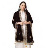 Brown velvet Gotta Patti dupatta for festive occasions (length 2.25-2.50 mtr)