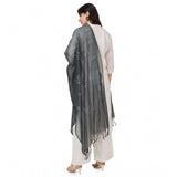 Grey cotton embroidered dupatta for festive occasions, 2.25-2.50m length