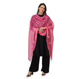 Pink cotton embroidered dupatta for festive occasions, 2.25-2.50m length
