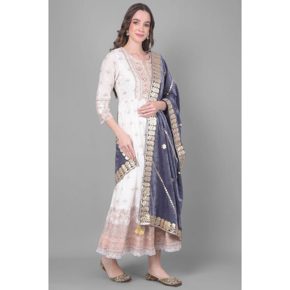 Grey velvet Gotta Patti Dupatta for festive occasions, 2.25-2.50m length