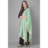Sea green velvet Gotta Patti dupatta for women, festive occasion wear, 2.25-2.50 mtr length