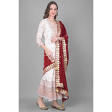 Maroon velvet Gotta Patti dupatta for festive occasions, 2.25-2.50m length