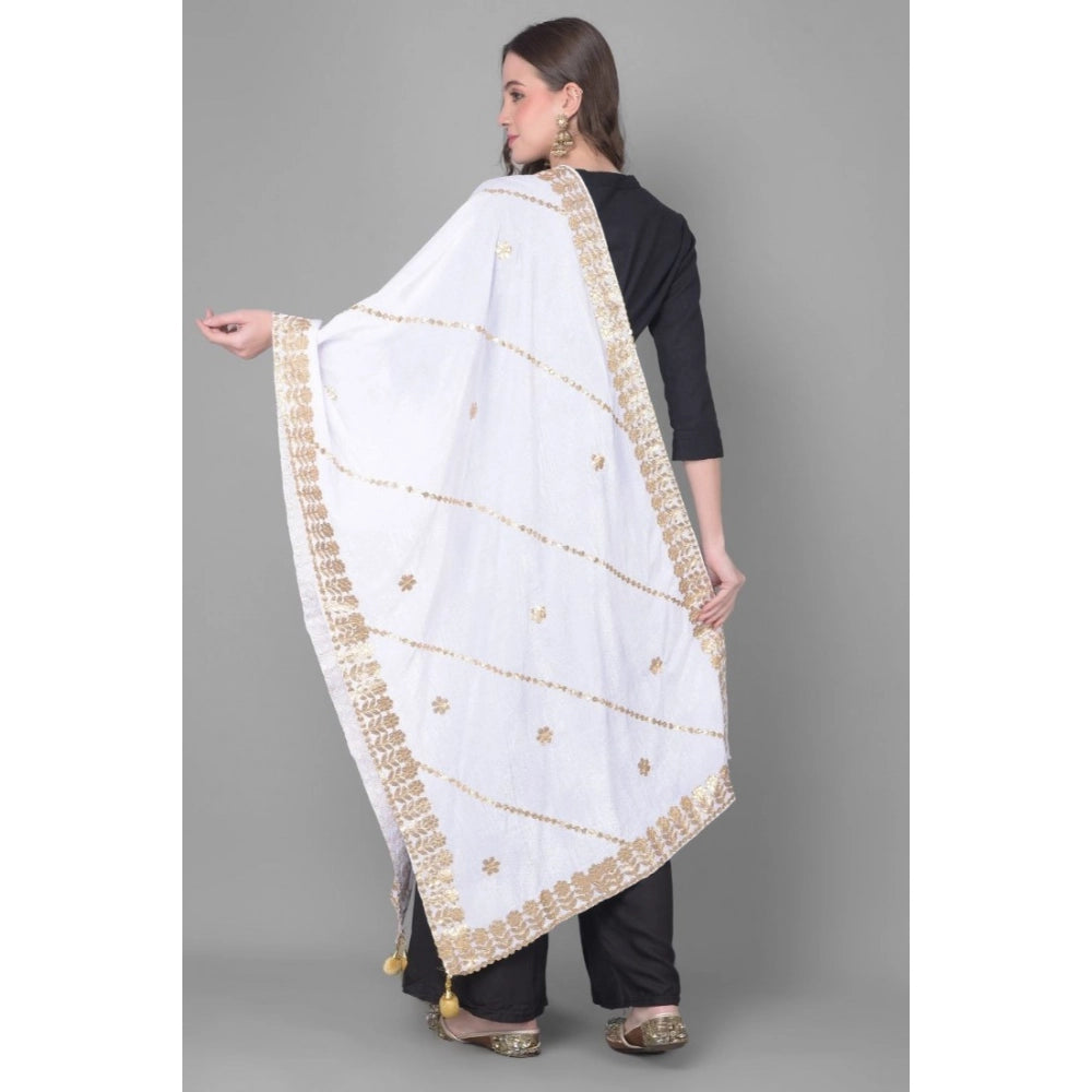 Off white velvet Gotta Patti dupatta for women's festive attire, 2.25 to 2.50 mtr length