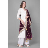 Wine velvet Gotta Patti dupatta for women, festive occasion wear, length 2.25-2.50mtr