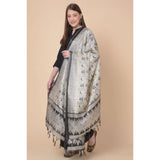 Art silk printed black dupatta for women (2.25-2.50 mtr), versatile for casual occasions