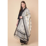 Women's Art Silk Printed Dupatta (Black, Length: 2.25 to 2.50 Mtr)