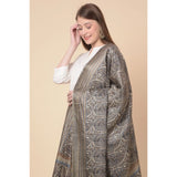 Art Silk Grey Printed Dupatta for women, length 2.25-2.50mtr, suitable for casual occasions