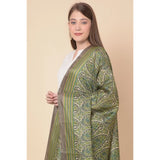 Art silk printed green dupatta for women (2.25-2.50 mtr), casual occasion wear