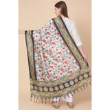Art silk printed black dupatta for women, suitable for casual occasions, length 2.25 to 2.50 mtr