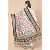 Art silk printed black dupatta for women, casual occasion wear, length 2.25-2.50 mtr