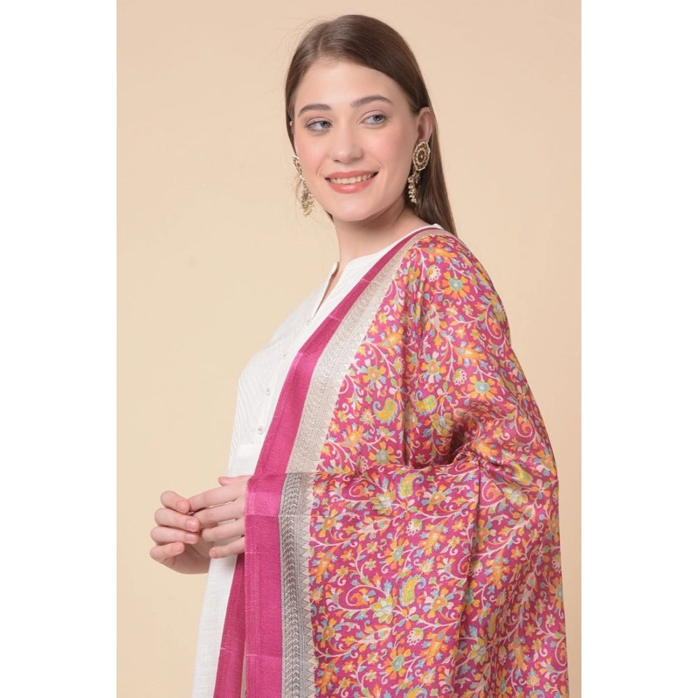 Art silk printed pink dupatta, vibrant patterns on casual wear for women, length 2.25-2.50 mtr