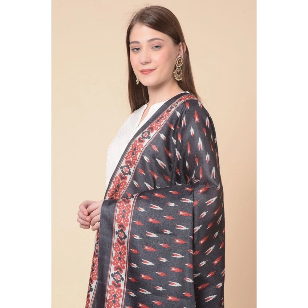 Art silk printed black dupatta for women, perfect for casual occasions, 2.25-2.50m length