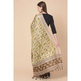 Gold art silk printed dupatta for women, length 2.25-2.50 mtr for casual occasions