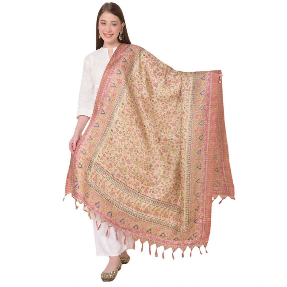 Art Silk printed pink dupatta, 2.25 to 2.50 mtr length for casual women occasions, may appear slightly different due to lighting and screen variations