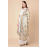 White art silk printed dupatta (2.25-2.50 mtr), perfect for casual events for women