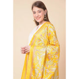 Women's Art Silk Printed Dupatta (Yellow, Length: 2.25 to 2.50 Mtr)